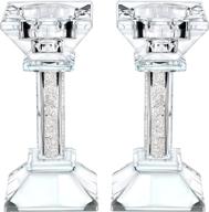 💎 set of 2 crystal candle holders - 5.3&#34; tall elegant candlestick holders - modern centerpiece home decor with a touch of crystal sparkle logo