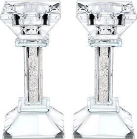 img 4 attached to 💎 Set of 2 Crystal Candle Holders - 5.3&#34; Tall Elegant Candlestick Holders - Modern Centerpiece Home Decor with a Touch of Crystal Sparkle