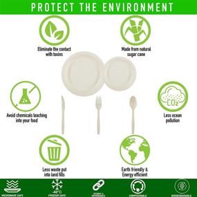 img 2 attached to Heavy Duty, Biodegradable and Compostable Paper Plates Set - 250 Count, Eco-Friendly Dinnerware Set (White) with Large Utensils - Forks, Knives, and Spoons - 100% Natural