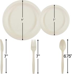 img 3 attached to Heavy Duty, Biodegradable and Compostable Paper Plates Set - 250 Count, Eco-Friendly Dinnerware Set (White) with Large Utensils - Forks, Knives, and Spoons - 100% Natural