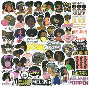 img 4 attached to 🏾 "Меланин поппин: 50pcs наклейки Brown Skin Girl - виниловые водонепроницаемые наклейки для ноутбука, пластиковые бутылки, автомобиля, мотоцикла, велосипеда, чемодана, граффити, скейтборда