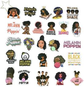 img 2 attached to 🏾 "Меланин поппин: 50pcs наклейки Brown Skin Girl - виниловые водонепроницаемые наклейки для ноутбука, пластиковые бутылки, автомобиля, мотоцикла, велосипеда, чемодана, граффити, скейтборда