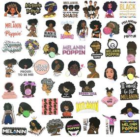 img 3 attached to 🏾 "Меланин поппин: 50pcs наклейки Brown Skin Girl - виниловые водонепроницаемые наклейки для ноутбука, пластиковые бутылки, автомобиля, мотоцикла, велосипеда, чемодана, граффити, скейтборда