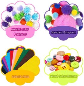 img 3 attached to 🎨 WATINC 1000Pcs DIY Art Craft Kit for Kids: Pompoms, Pipe Cleaners, Feathers, Foam Flowers, Letters, Crystals, Stickers, Felt, Wiggle Googly Eyes, Sequins, Buttons, Colorful Wooden Sticks, Paper Party Supplies - Creative and Fun!