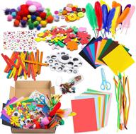 🎨 watinc 1000pcs diy art craft kit for kids: pompoms, pipe cleaners, feathers, foam flowers, letters, crystals, stickers, felt, wiggle googly eyes, sequins, buttons, colorful wooden sticks, paper party supplies - creative and fun! logo