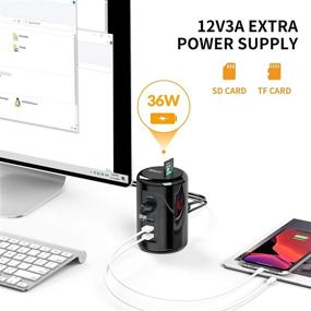 img 2 attached to 💻 iDsonix USB 3.0 Hub: 12V/3A Powered Station, 8 in 1 USB Charger Hub with High-Speed Data Transfer &amp; SD/TF Card Reader Combo for Laptop, Tablets, PC [5Gbps, 5V/2.4A BC1.2 Charging Ports]