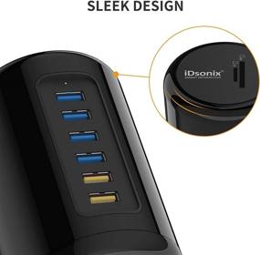 img 1 attached to 💻 iDsonix USB 3.0 Hub: 12V/3A Powered Station, 8 in 1 USB Charger Hub with High-Speed Data Transfer &amp; SD/TF Card Reader Combo for Laptop, Tablets, PC [5Gbps, 5V/2.4A BC1.2 Charging Ports]
