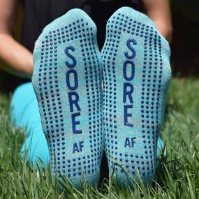 img 1 attached to 🧦 Sore AF Sticky Socks - Enhanced for Barre, Pilates, Yoga Life By Lexie, Blue Color Option, Universally Fitting