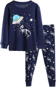 img 3 attached to 🦖 LOKTARC Dinosaur Print Pajamas Sleepwear Set for Boys' Clothing