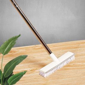 img 3 attached to 🧹 Premium Stainless Steel Long Handle Floor Scrub Brush - 45.3" Tile/Floor Scrubber with Stiff Bristles for Deep Cleaning Tile, Bathroom, Tub, Bathtub and Patio