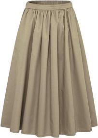 img 2 attached to 👗 chouyatou Women's Pocketed A-Line Flared Midi Skirt with Back Elastic Waist