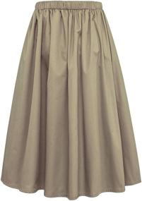 img 1 attached to 👗 chouyatou Women's Pocketed A-Line Flared Midi Skirt with Back Elastic Waist