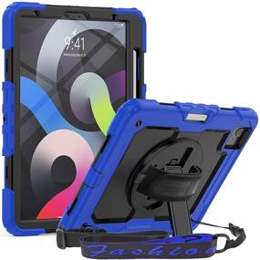 img 4 attached to 📱 SEYMAC iPad Air 4 10.9 Case 2020 | iPad Pro 11 Case 2020/2018 | 360° Swivel Handle Strap Kickstand | Apple Pencil Compatible | Protective Case for iPad 10.9'' & iPad Pro 11 | Black/Blue