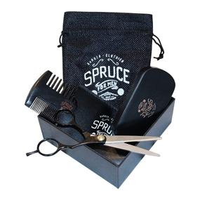 img 4 attached to Spruce Grooming Products: Premium Beard Grooming Set for Men with Boar Bristle Brush, Sandalwood Comb, Stainless Steel Scissors and Travel Bag