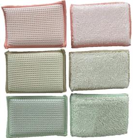 img 1 attached to 🎋 Bamboo Natural Sponges: Eco-friendly Kitchen Cleaning Sponges, Reusable & Gentle on Dishes - 6 Pack, 3 Colors