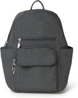 🎒 charcoal baggallini small trek backpack logo