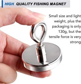 img 2 attached to 🧲 High-Power Neodymium Fishing Magnet with 200 lbs (90 KG) Pull Force, 1.75 inch (44mm) Diameter, Countersunk Hole Eyebolt – Ideal for River Retrieving and Magnetic Fishing