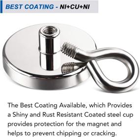 img 3 attached to 🧲 High-Power Neodymium Fishing Magnet with 200 lbs (90 KG) Pull Force, 1.75 inch (44mm) Diameter, Countersunk Hole Eyebolt – Ideal for River Retrieving and Magnetic Fishing