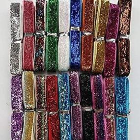 img 1 attached to 🎀 Chenkou Craft 20 Yards Sparkling Assorted Colors 3/8&#34; (10mm) Glitter Velvet Ribbon for Craft Hair Bow Decoration