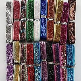 img 3 attached to 🎀 Chenkou Craft 20 Yards Sparkling Assorted Colors 3/8&#34; (10mm) Glitter Velvet Ribbon for Craft Hair Bow Decoration