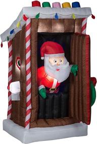 img 1 attached to 🎅 Gemmy Animated Christmas Airblown Inflatable Santa's Outhouse: Festive 6 ft Tall Decoration in Brown - Shop Now!