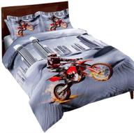 🏍️ teen bedroom decor: shinichistar dirt bike queen size bedding sets with sports theme comforter logo