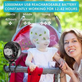 img 1 attached to 🔋 Portable Stroller Fan with Flexible Tripod Clip, 42H Battery Life, 10000mAh Power Bank, Ideal for Baby Strollers, Car Seats, Golf Carts, Camping, Travel, Personal Cooling Fans
