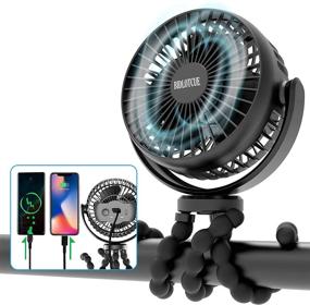 img 4 attached to 🔋 Portable Stroller Fan with Flexible Tripod Clip, 42H Battery Life, 10000mAh Power Bank, Ideal for Baby Strollers, Car Seats, Golf Carts, Camping, Travel, Personal Cooling Fans