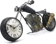 🏍️ rustic farmhouse decor: vintage desk clock & tabletop clock motorcycle gifts for men - battery operated, no ticking antique mantle shelf decorations for living room, office - ideal gifts for dad, him, boyfriend - black logo