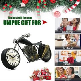 img 2 attached to 🏍️ Rustic Farmhouse Decor: Vintage Desk Clock & Tabletop Clock Motorcycle Gifts for Men - Battery Operated, No Ticking Antique Mantle Shelf Decorations for Living Room, Office - Ideal Gifts for Dad, Him, Boyfriend - Black