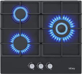 img 4 attached to 🔥 24-inch Built-in Gas Cooktop with Thermocouple Protection and Black Tempered Glass - IsEasy