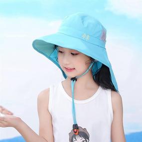 img 1 attached to 👒 Kids Sun Hats with UPF 50+ Sun Protection and Adjustable Neck Flap - Large Brim Beach Fishing Hat for Ages 3-12