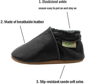 img 3 attached to 👶 SAYOYO Baby Soft Sole Prewalkers - Dark Grey Leather Infant Shoes: Comfortable and Stylish Toddler Footwear