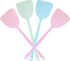 img 4 attached to 🪰 Efficient 4 Pack Plastic Fly Swatters: Heavy Duty, Assorted Colors, Long Handle - Pink, Blue, and Green