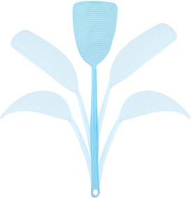 img 1 attached to 🪰 Efficient 4 Pack Plastic Fly Swatters: Heavy Duty, Assorted Colors, Long Handle - Pink, Blue, and Green