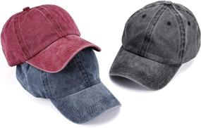 img 3 attached to MEINICY 3 Pack Washed Plain Baseball Cap: Retro Adjustable Dad Hats for Men/Women – Unstructured & Cotton Blend Gift Set