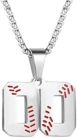 img 3 attached to TLIWWF Baseball Jersey Number Necklace: Stainless Steel Pendant Charms for Men and Boys