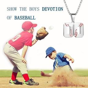 img 2 attached to TLIWWF Бейсбольное майка ожерелье с номером: подвеска из нержавеющей стали для мужчин и мальчиков.