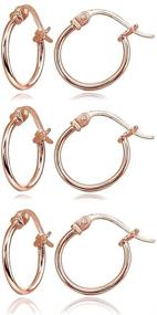 img 4 attached to Stylish Rose Gold Flashed Sterling Silver Click-Top Hoop Earrings: Choose Your Ideal Size for a Lightweight & Polished Look