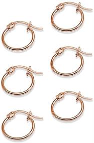 img 3 attached to Stylish Rose Gold Flashed Sterling Silver Click-Top Hoop Earrings: Choose Your Ideal Size for a Lightweight & Polished Look