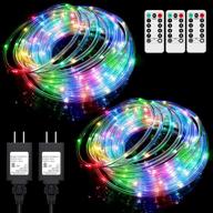 🌈 outdoor multicolor 2-pack led rope lights - 66ft total length, 132ft rgb colored fairy string light with 8 modes, plug-in design & 335 leds, ip68 waterproof tube light for bedroom, party, halloween, christmas decor - includes remotes логотип