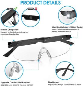 img 1 attached to 🔍 Blue Light Blocking Rechargeable Magnifier Eyeglasses by OuShiun - Ideal for Close Work with Built-in Light