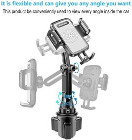 img 1 attached to Grey Cup Holder Phone Mount | Height-Adjustable Pole | No Shaking | Cell Phone Cradle for iPhone, Samsung & More Smartphones