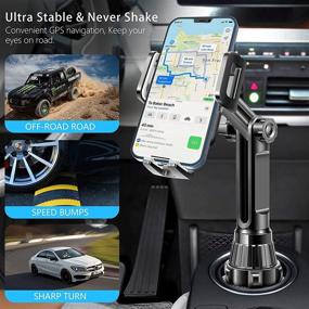 img 3 attached to Grey Cup Holder Phone Mount | Height-Adjustable Pole | No Shaking | Cell Phone Cradle for iPhone, Samsung & More Smartphones