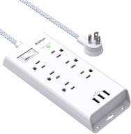 addtam power strip surge protector - 10ft extension cord, 6 outlets, 3 usb ports, flat plug, overload protection, wall mount - ideal for home, office, and more logo