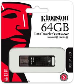 img 2 attached to Kingston 64GB DataTraveler Elite G2 - Стильный черный металлический USB 3.1 флэш-накопитель | Скорость чтения 180MB/с, записи 70MB/с | Индикатор LED