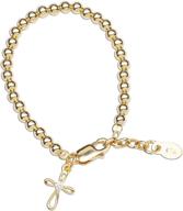 exquisite 14k gold-plated bracelet with infinity cross charm - ideal for girls baptism, christening, first communion, and as a precious keepsake gift logo