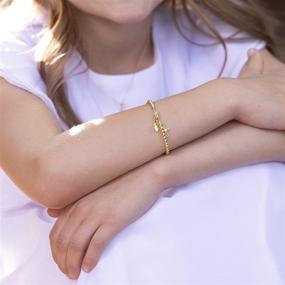 img 1 attached to Exquisite 14K Gold-plated Bracelet with Infinity Cross Charm - Ideal for Girls Baptism, Christening, First Communion, and as a Precious Keepsake Gift