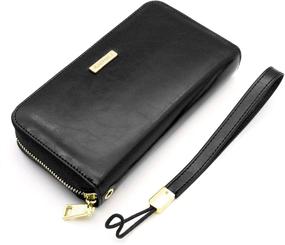 img 3 attached to Genuine Leather Wallet for Women Men - ANDOILT RFID Blocking Credit Card Holder with Zipper Purse, Cell Phone Handbag