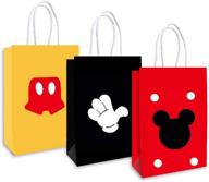 🎁 24 count mickey mouse party gift bags with handles - birthday favor bags for kids, treats, candy, and gifts - 3 assorted designs - ideal for retail, parties, and party supplies - dimensions: 8.2 x 5.9 x 3.15 inches логотип